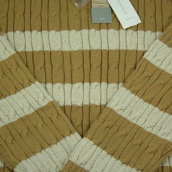 Charter Club Tan & Ivory Stripe Sweater - Picture 7 of 7